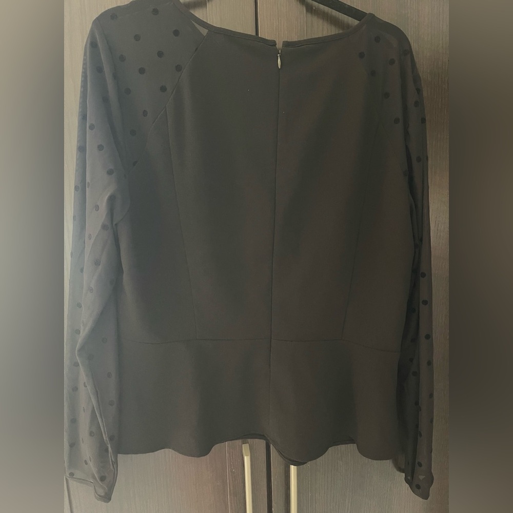 Ann Taylor Black Sheer Polka Dot Blouse size 14 - Picture 5 of 6
